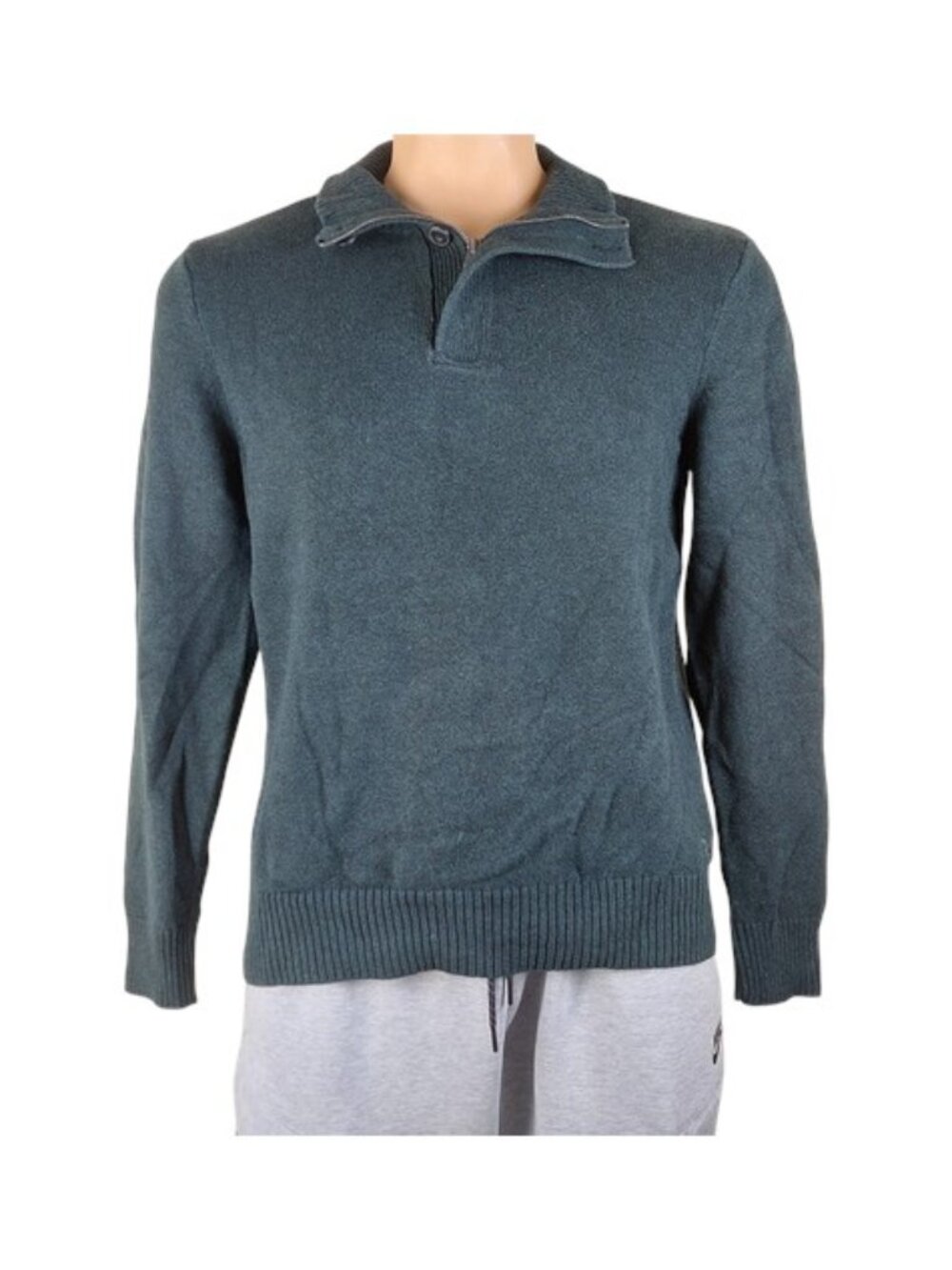 American Eagle Men's Teal Athletic-Fit Tight Knit Classic Sweater Size L